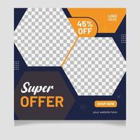 Super offer social media post template vector