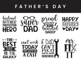 Collection of father's day typography lettering quotes designs vector