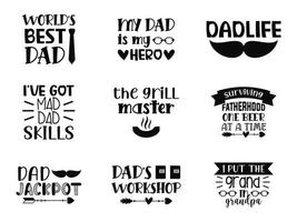 Set of father's day lettering quote vector