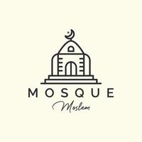 mosque line art style logo icon template design. moslem ,islam, vector illustration