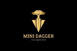 Mini dagger golden logo template, blade template, sword template. Suitable for related bussines vector