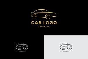 logotipo de coche de oro moderno en estilo elegante con fondo negro. vector