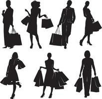 shopping girl silhouette vector