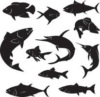 colección de siluetas de peces vector
