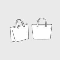 ilustración vectorial dibujada a mano de la bolsa de asas en blanco vector