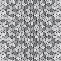 Hand drawn vector illustration of abstract isometric cubes pattern.