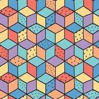 Hand drawn vector illustration of abstract isometric cubes pattern