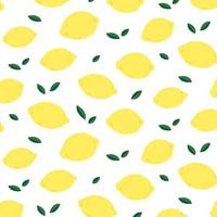 Hand drawn vector illustration of lemon and leaf pattern