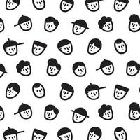 Hand drawn vector illustration of men face pattern in cartoon style.