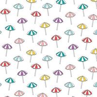 Hand drawn vector illustration of umbrella beach pattern in cartoon style.