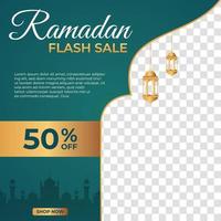 Ramadan sale banner template. Modern social media advertising square banner. Suitable for social media post, instagram and web internet ads. Vector illustration