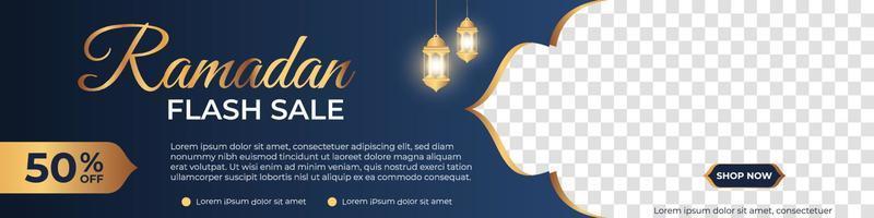 Ramadan sale banner template. Modern social media advertising banner. Suitable for social media post and web internet ads. Vector illustration