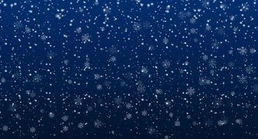 Vector heavy snowfall. Snowflakes in different shapes and forms. White snowflakes flying in the air. Snow flakes. Snow background