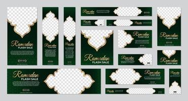 plantilla de kit de promoción de venta de ramadán con estilo árabe. conjunto de diseño de plantilla de banner web de venta de ramadán. ilustración vectorial