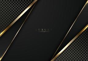 Abstract modern luxury template black and golden stripes with gold grid on dark background vector