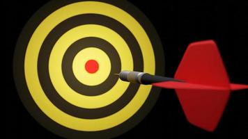 Arrow hitting in the target center of bullseye for Business focus concept Modern style. 3D rendering