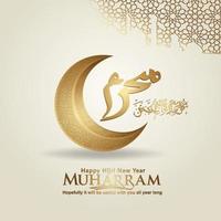 Luxurious and futuristic Muharram calligraphy Islamic and happy new hijri year greeting template vector