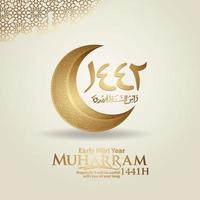 Luxurious and futuristic Muharram calligraphy Islamic and happy new hijri year greeting template vector