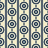 Ethnic white blue color flower stripes shape Scandinavian style seamless pattern on navy blue background. Use for fabric, textile, interior decoration elements, wrapping. vector