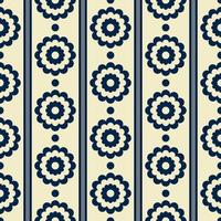 Ethnic white blue color flower stripes shape Scandinavian style seamless pattern on navy blue background. Use for fabric, textile, interior decoration elements, wrapping. vector