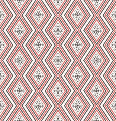 Native aztec tribal rhombus geometric zig zag line shape seamless background. Ethnic red-brown color pattern design. Use for fabric, textile, interior decoration elements, upholstery.