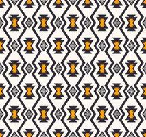 Ikat native aztec tribal grid line geometric shape seamless background. Ethnic yellow-blue color pattern design. Use for fabric, textile, interior decoration elements, upholstery, wrapping. vector