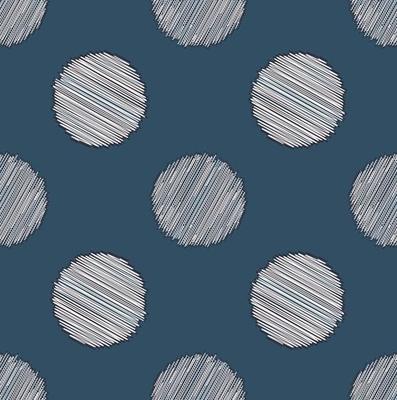 Random small line zig zag scribble in circle geometric shape seamless pattern background. Modern minimalist blue color design. Use for fabric, textile, interior decoration elements, upholstery.