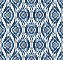 Fondo de patrón sin costuras de forma geométrica tradicional tribal étnica. diseño de color blanco azul marruecos. uso para telas, textiles, elementos de decoración de interiores, tapicería, envoltura. vector