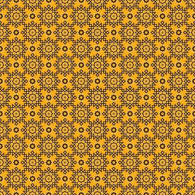 Islamic yellow gold and brown color geometric small star shape seamless pattern background. Batik Sarong or silk pattern. Use for fabric, textile, interior decoration elements, wrapping.