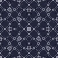 estrella geométrica islámica y cuadrícula de forma de trébol de cuatro hojas patrón sin costuras fondo de color gris azul. patrón de pareo batik. uso para tela, textil, cubierta, elementos de decoración de interiores, envoltura. vector