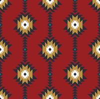Colorful ethnic tribal geometric shape seamless pattern on red background. Use for fabric, textile, interior decoration elements, upholstery, wrapping. vector