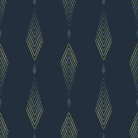 Ikat ethnic small blue green color lines in herringbone shape seamless pattern background. Use for fabric, textile, interior decoration elements, upholstery, wrapping. vector