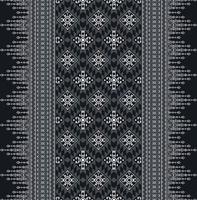 ikat étnico geométrico rombo cuadrado forma zig zag borde patrón sin costuras sobre fondo de color gris azul. uso para telas, textiles, elementos de decoración de interiores, tapicería, envoltura. vector