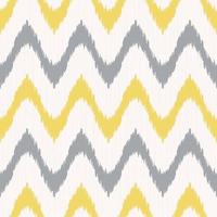 Ikat rounded zig zag or line wave shape seamless pattern random yellow grey color texture background. Use for fabric, textile, cover, upholstery, interior decoration elements. vector