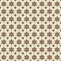 Geometric star grid seamless pattern brown cream color background. Simple Sino-Portuguese or Peranakan pattern. Use for fabric, textile, interior decoration elements. vector