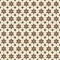 Geometric star grid seamless pattern brown cream color background. Simple Sino-Portuguese or Peranakan pattern. Use for fabric, textile, interior decoration elements. vector