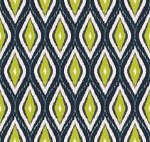 Ikat ogee round diamond rhombus shape seamless background. Ethnic tribal blue-green color pattern design. Use for fabric, textile, interior decoration elements, upholstery, wrapping. vector