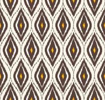 Ikat ogee round diamond rhombus shape seamless background. Ethnic tribal brown-yellow color pattern design. Use for fabric, textile, interior decoration elements, upholstery, wrapping. vector