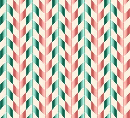Modern red-green herringbone chevron seamless pattern on cream color background. Use for fabric, textile, interior decoration elements, upholstery, wrapping.