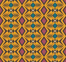Retro color geometric ethnic tribal rhombus square, triangle, chevron shape seamless pattern background. Use for fabric, textile, interior decoration elements, upholstery, wrapping. vector