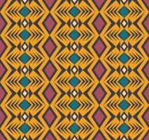 Retro color geometric ethnic tribal rhombus square, triangle, chevron shape seamless pattern background. Use for fabric, textile, interior decoration elements, upholstery, wrapping. vector