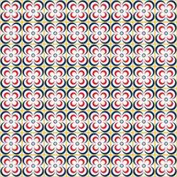 Geometric flower shape line grid seamless pattern blue red yellow color background. Simple Sino-Portuguese, Peranakan pattern. Use for fabric, textile, interior decoration elements, upholstery. vector