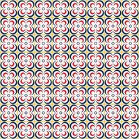 Geometric flower shape line grid seamless pattern blue red yellow color background. Simple Sino-Portuguese, Peranakan pattern. Use for fabric, textile, interior decoration elements, upholstery. vector