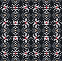 Ikat ethnic geometric red yellow rhombus square shape grid seamless pattern on blue grey color texture background. Use for fabric, textile, interior decoration elements, upholstery, wrapping. vector