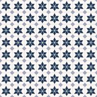 Geometric star grid seamless pattern blue color background. Simple Sino-Portuguese or Peranakan pattern. Use for fabric, textile, interior decoration elements. vector