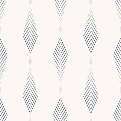 Ikat ethnic small blue color lines in herringbone shape seamless pattern on white background. Use for fabric, textile, interior decoration elements, upholstery, wrapping.