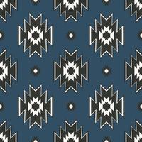 forma geométrica azteca nativa diseño de patrón simple de color moderno sin costuras sobre fondo azul. uso para telas, textiles, elementos de decoración de interiores, tapicería, envoltura. vector