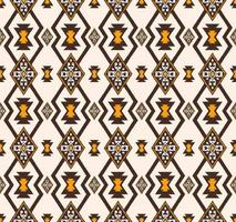 Ikat native aztec tribal grid geometric shape seamless background. Ethnic brown-yellow-cream color pattern design. Use for fabric, textile, interior decoration elements, upholstery, wrapping. vector