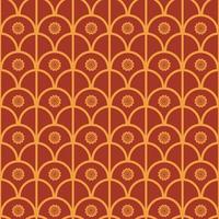 Geometric line small star grid seamless pattern red yellow color background. Simple Sino-Portuguese or Peranakan pattern. Use for fabric, textile, interior decoration elements, upholstery. vector