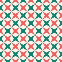 Patrón geométrico sin costuras de estrella de 4 puntas. diseño de color rojo-verde aleatorio vintage moderno sobre fondo crema. uso para telas, textiles, elementos de decoración de interiores, tapicería, envoltura. vector